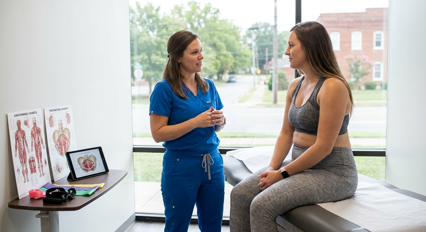 Pelvic health therapy session in Knoxville for postpartum incontinence recovery