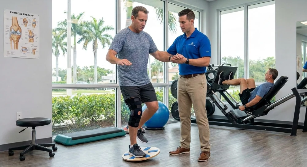 Physical therapy exercises for ACL tear recovery in Davie clinic